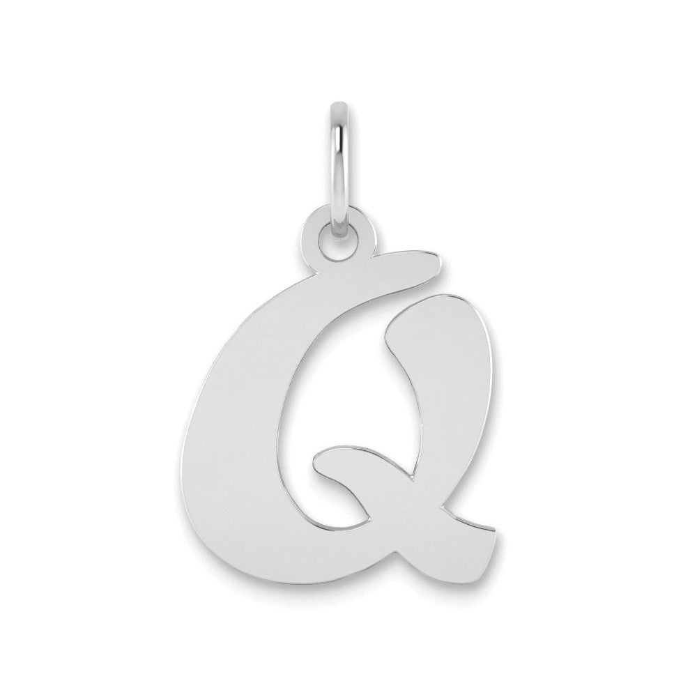 14K White Gold 14Kw Polished Script Letter Q Initial Pendant