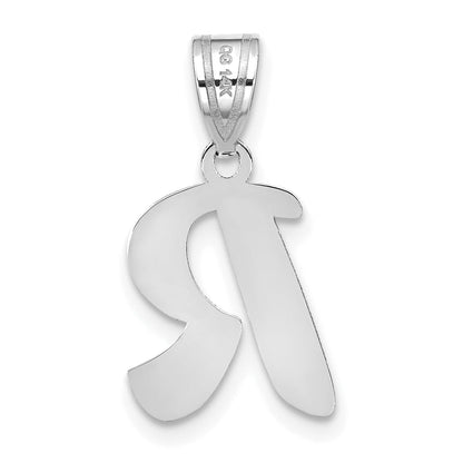 14k White Gold 14kw Polished Script Letter R Initial Pendant