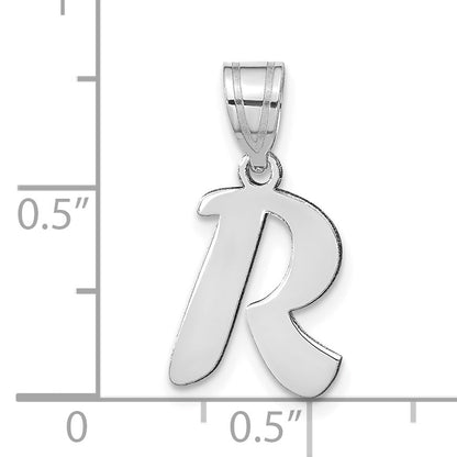 14k White Gold 14kw Polished Script Letter R Initial Pendant