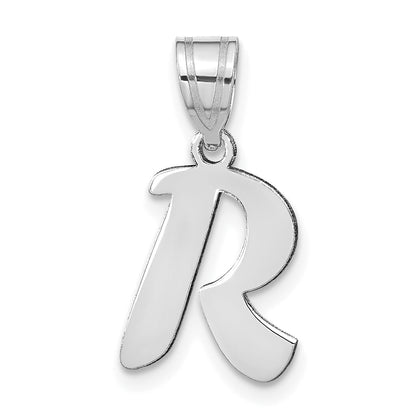 14k White Gold 14kw Polished Script Letter R Initial Pendant