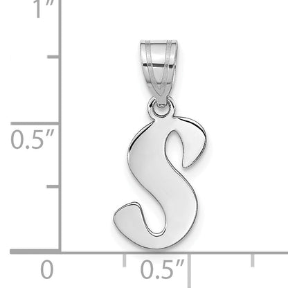 14k White Gold 14kw Polished Script Letter S Initial Pendant