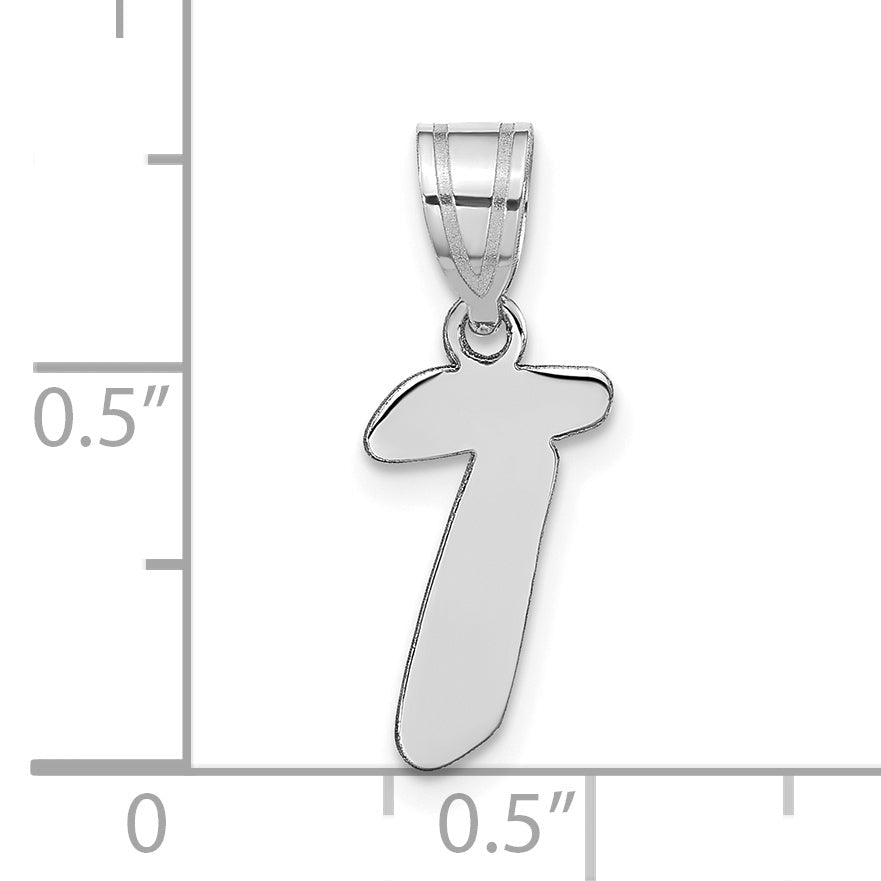 14k White Gold 14kw Polished Script Letter T Initial Pendant