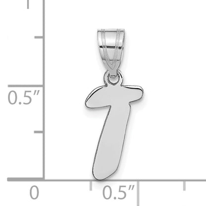 14k White Gold 14kw Polished Script Letter T Initial Pendant