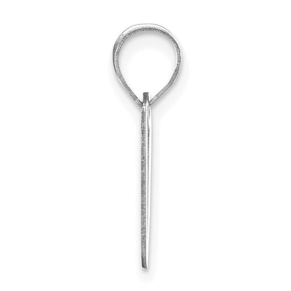 14k White Gold 14kw Polished Script Letter V Initial Pendant