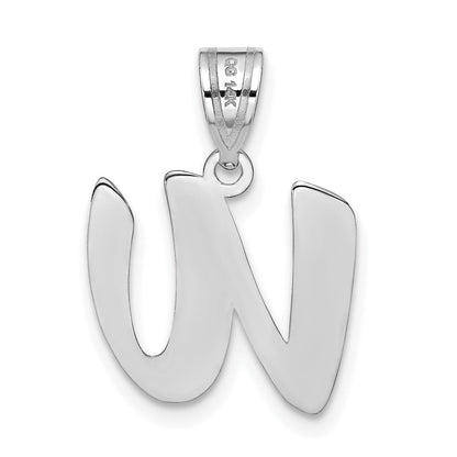 14k White Gold 14kw Polished Script Letter W Initial Pendant