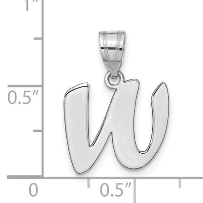 14k White Gold 14kw Polished Script Letter W Initial Pendant