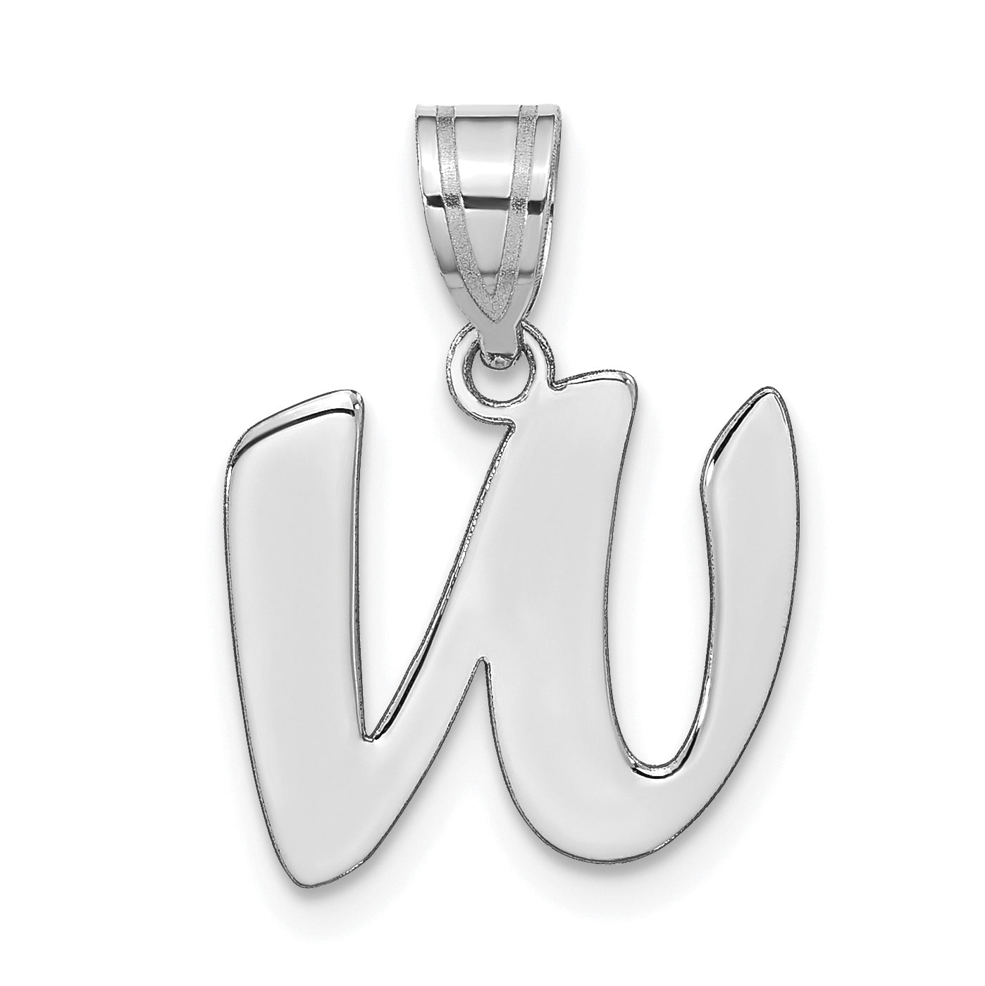 14k White Gold 14kw Polished Script Letter W Initial Pendant