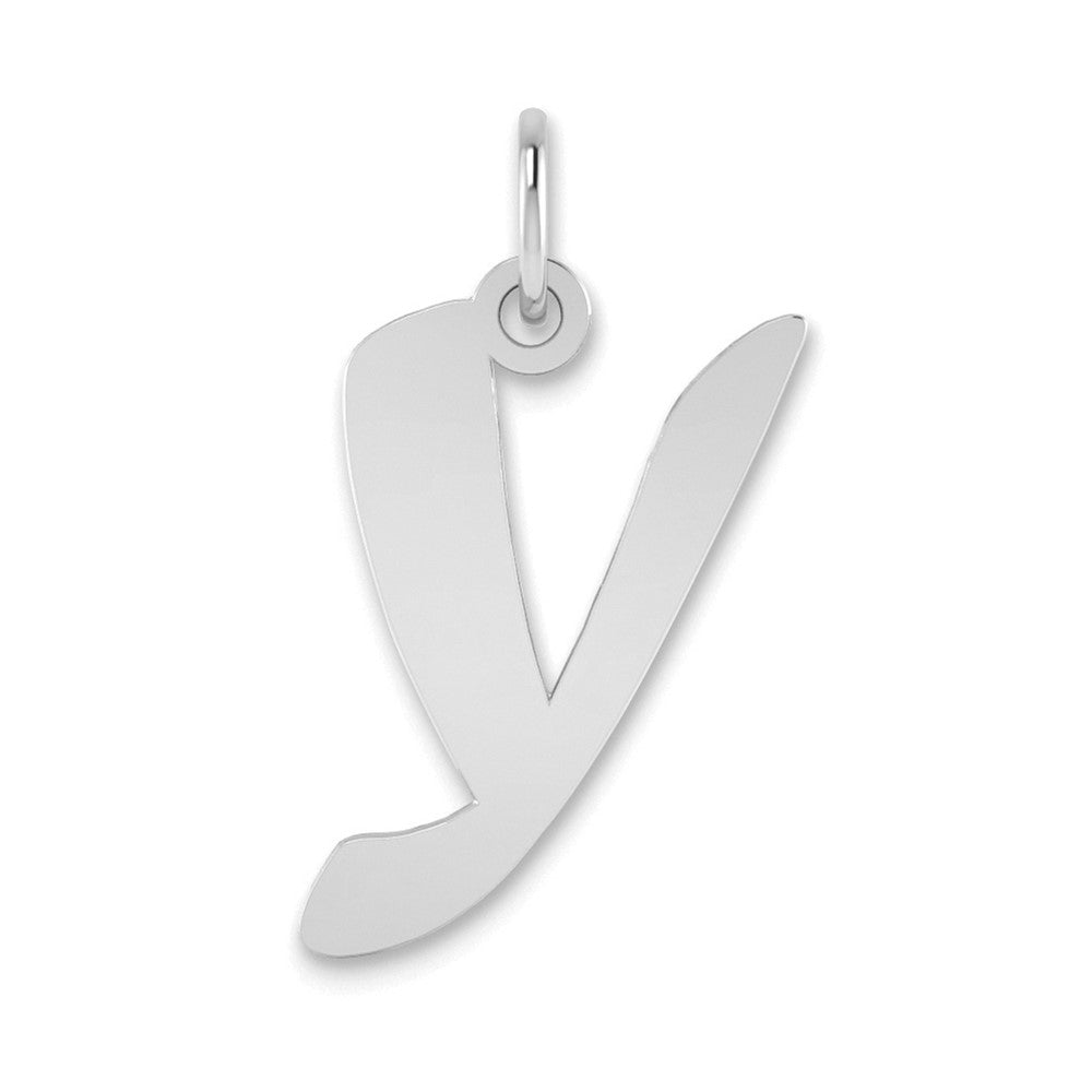 14K White Gold 14Kw Polished Script Letter Y Initial Pendant