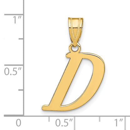 14K Yellow Gold Polished Letter D Initial Pendant