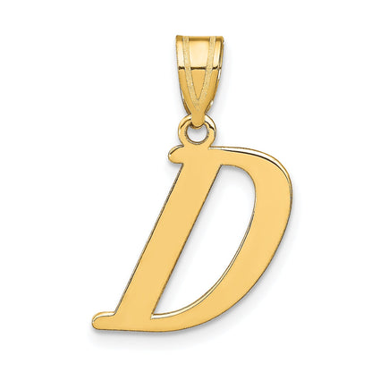 14K Yellow Gold Polished Letter D Initial Pendant