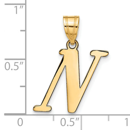 14k Yellow Gold 14k Polished Letter N Initial Pendant