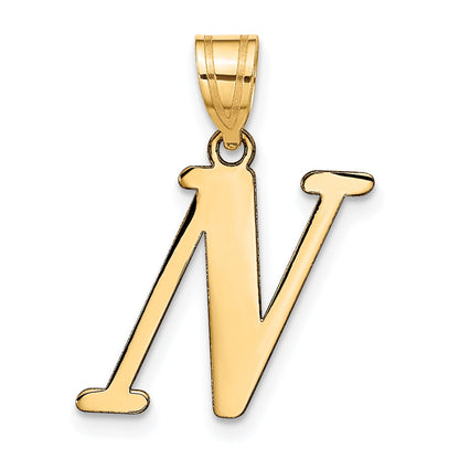 14k Yellow Gold 14k Polished Letter N Initial Pendant