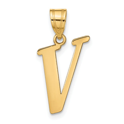 14k Yellow Gold 14k Polished Letter V Initial Pendant