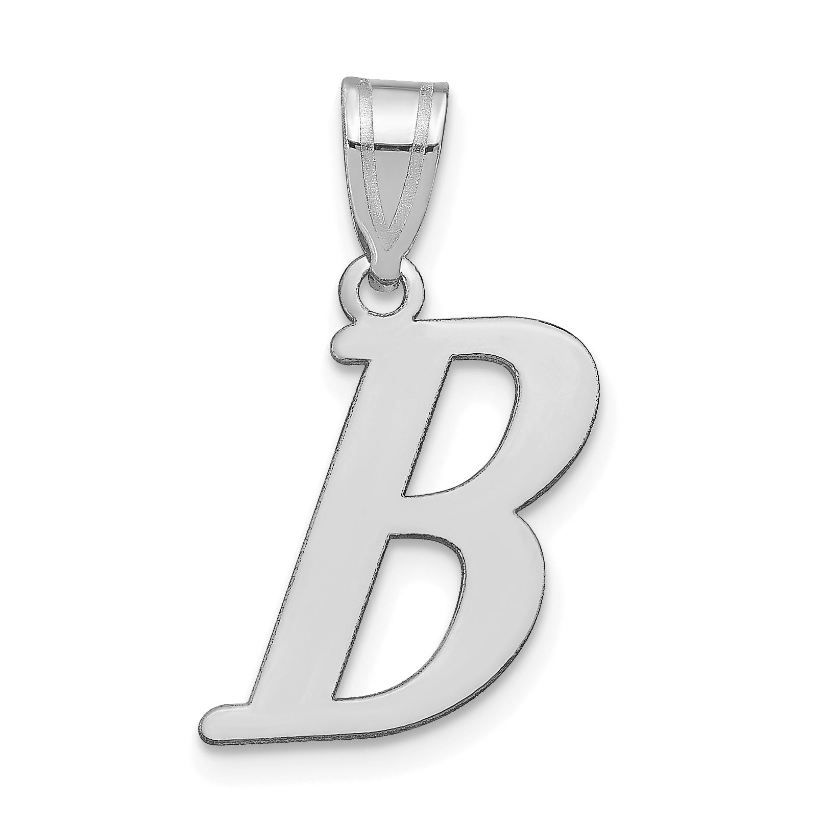 14k White Gold 14kw Polished Letter B Initial Pendant