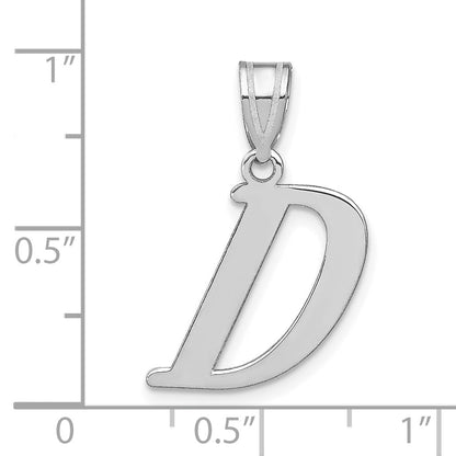14k White Gold 14kw Polished Letter D Initial Pendant