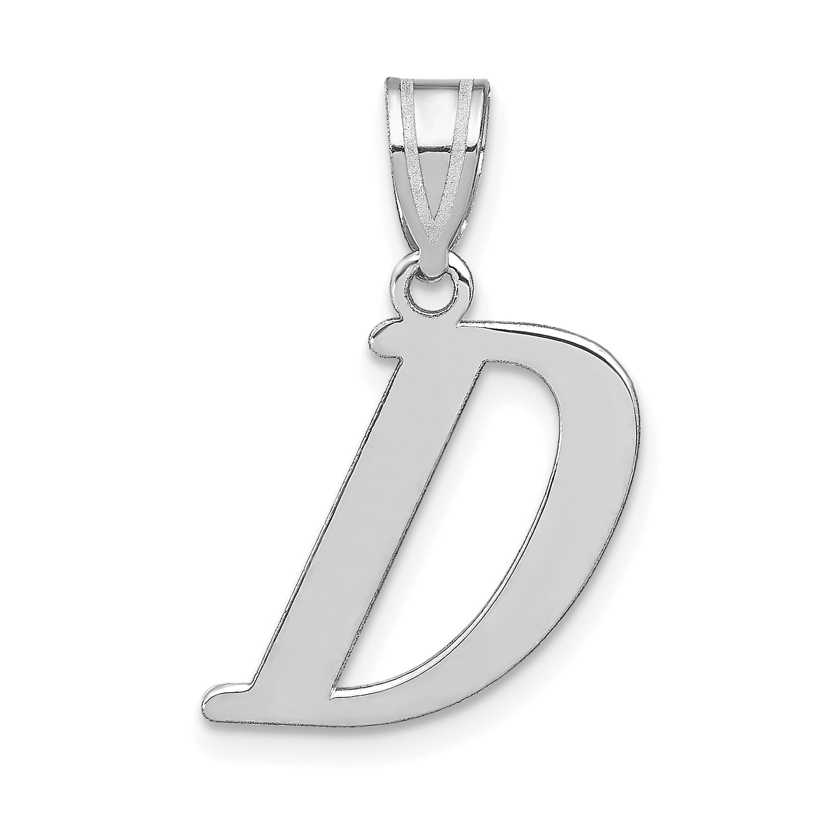 14k White Gold 14kw Polished Letter D Initial Pendant