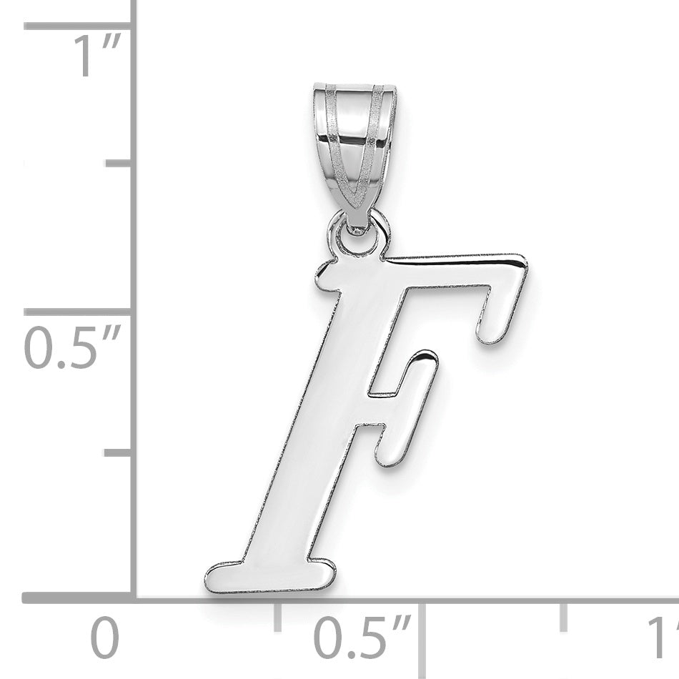 14k White Gold 14kw Polished Letter F Initial Pendant