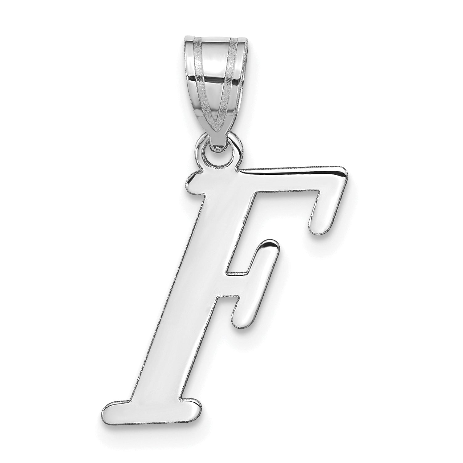 14k White Gold 14kw Polished Letter F Initial Pendant