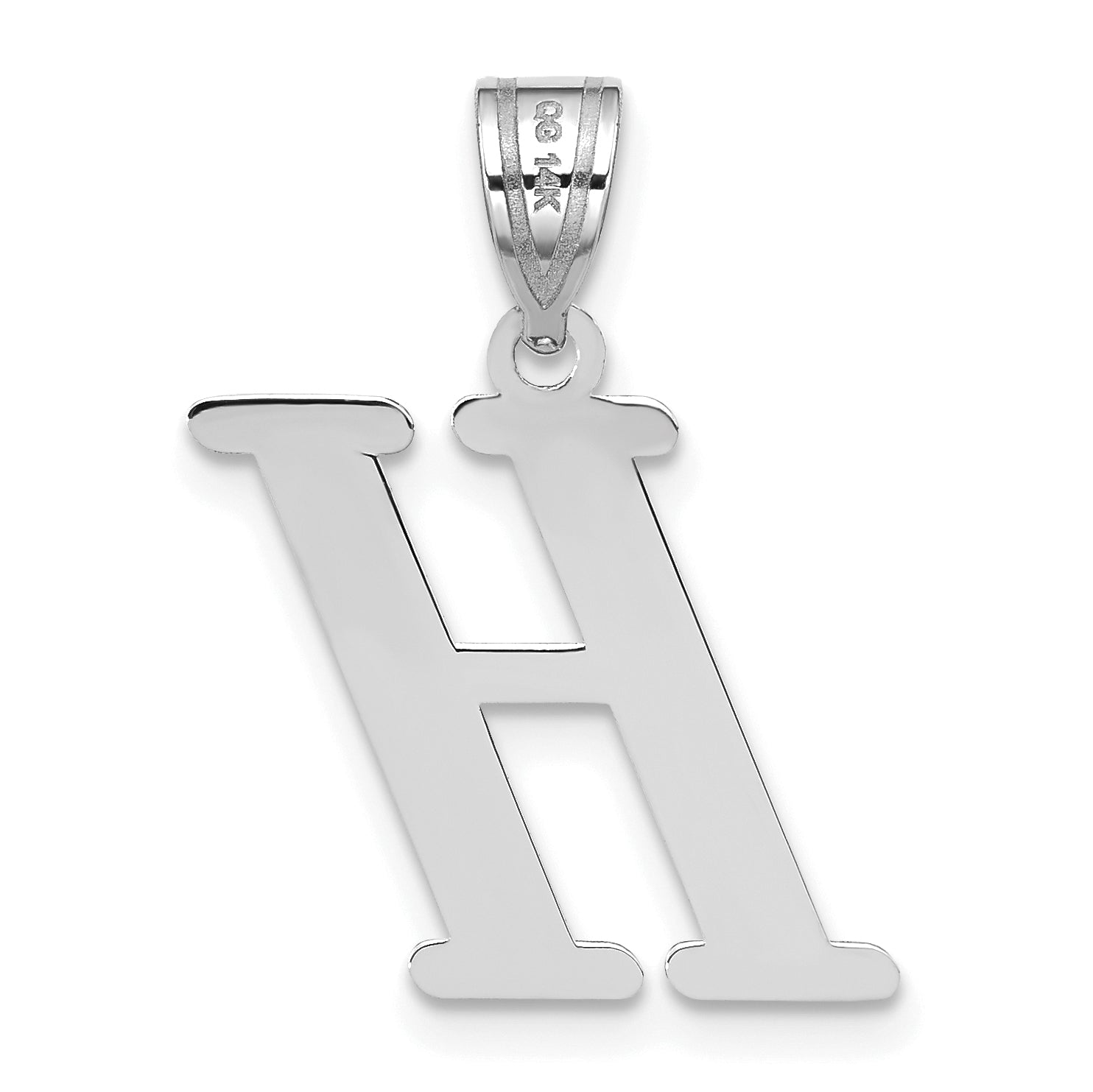 14k White Gold 14kw Polished Letter H Initial Pendant