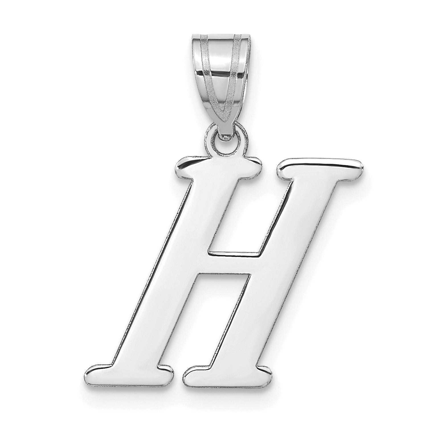 14k White Gold 14kw Polished Letter H Initial Pendant