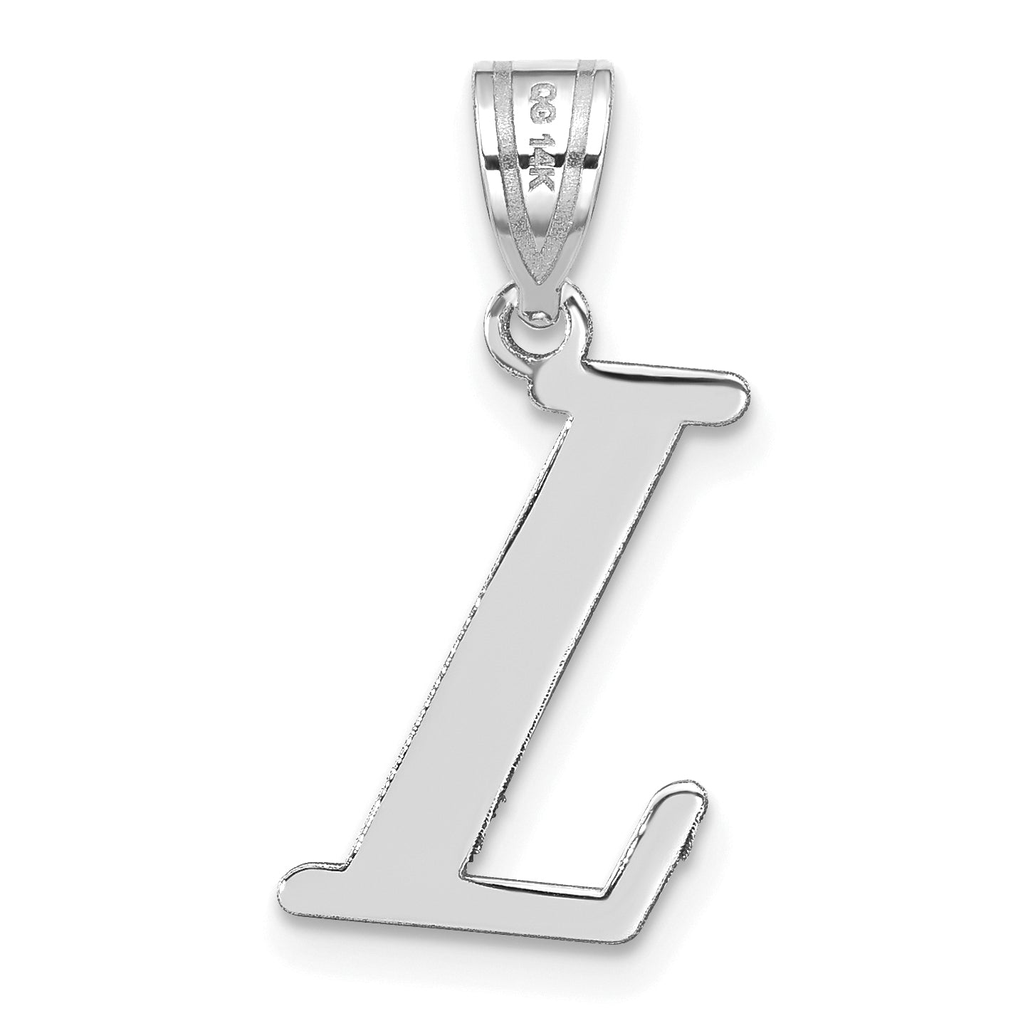 14k White Gold 14kw Polished Letter L Initial Pendant