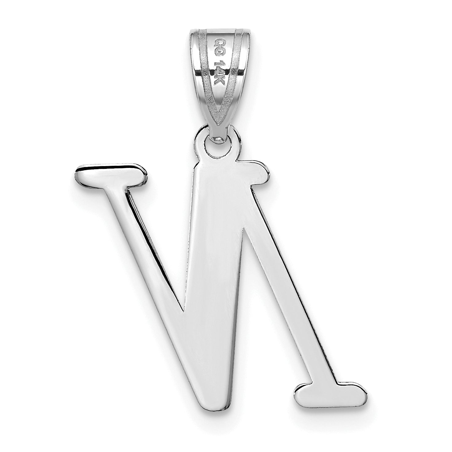 14k White Gold 14kw Polished Letter N Initial Pendant