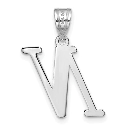 14k White Gold 14kw Polished Letter N Initial Pendant