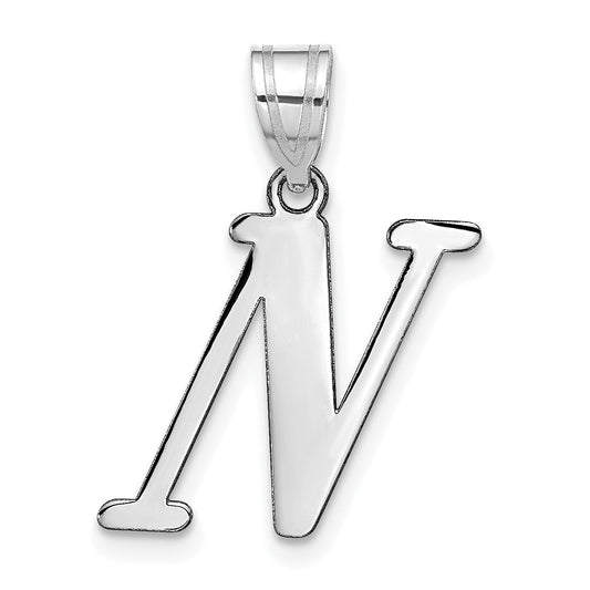 14k White Gold 14kw Polished Letter N Initial Pendant