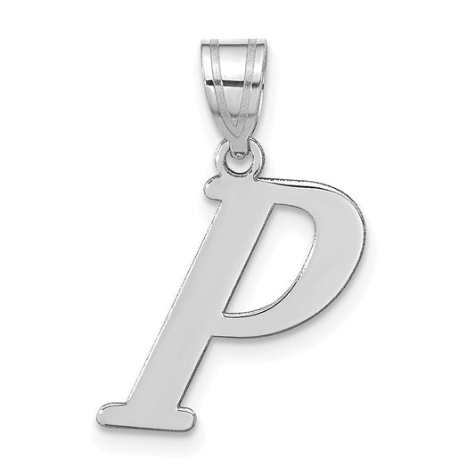 14k White Gold 14kw Polished Letter P Initial Pendant