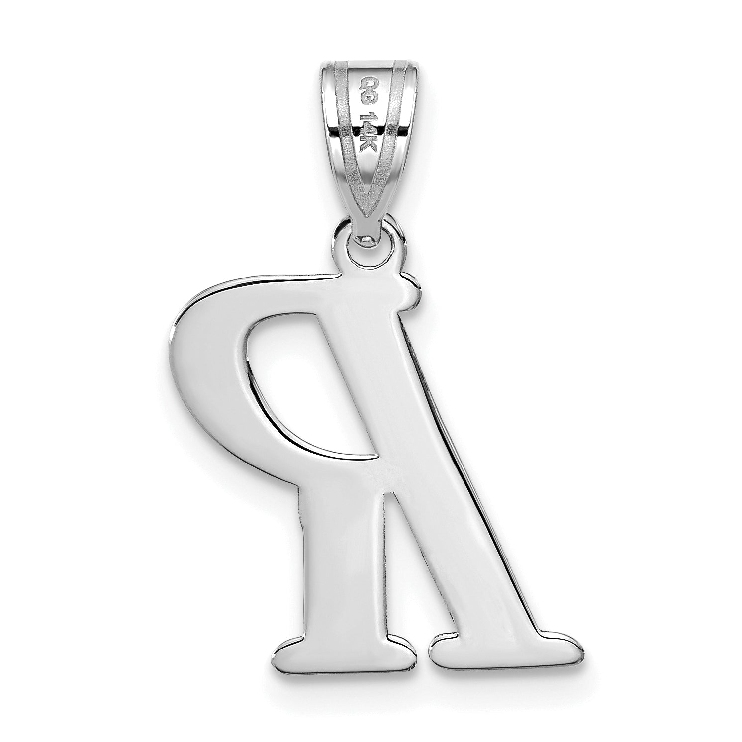 14k White Gold 14kw Polished Letter R Initial Pendant