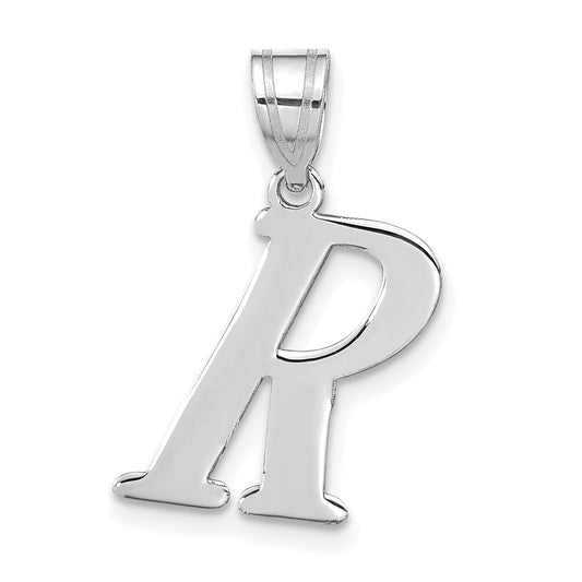 14k White Gold 14kw Polished Letter R Initial Pendant