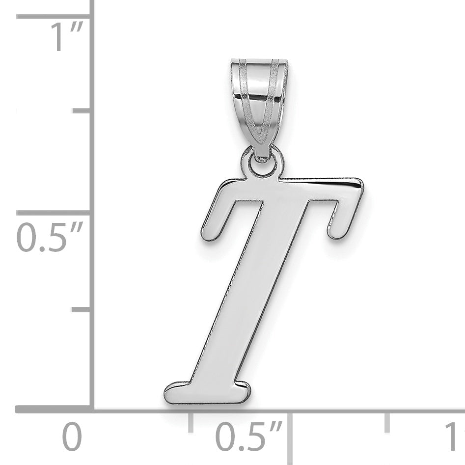 14k White Gold 14kw Polished Letter T Initial Pendant