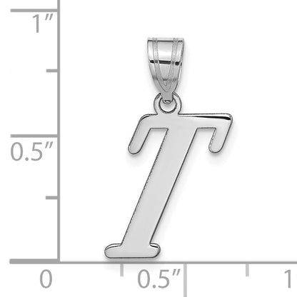 14k White Gold 14kw Polished Letter T Initial Pendant