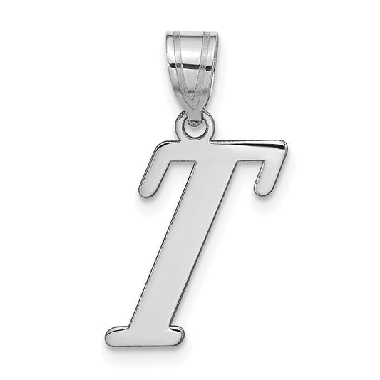 14k White Gold 14kw Polished Letter T Initial Pendant