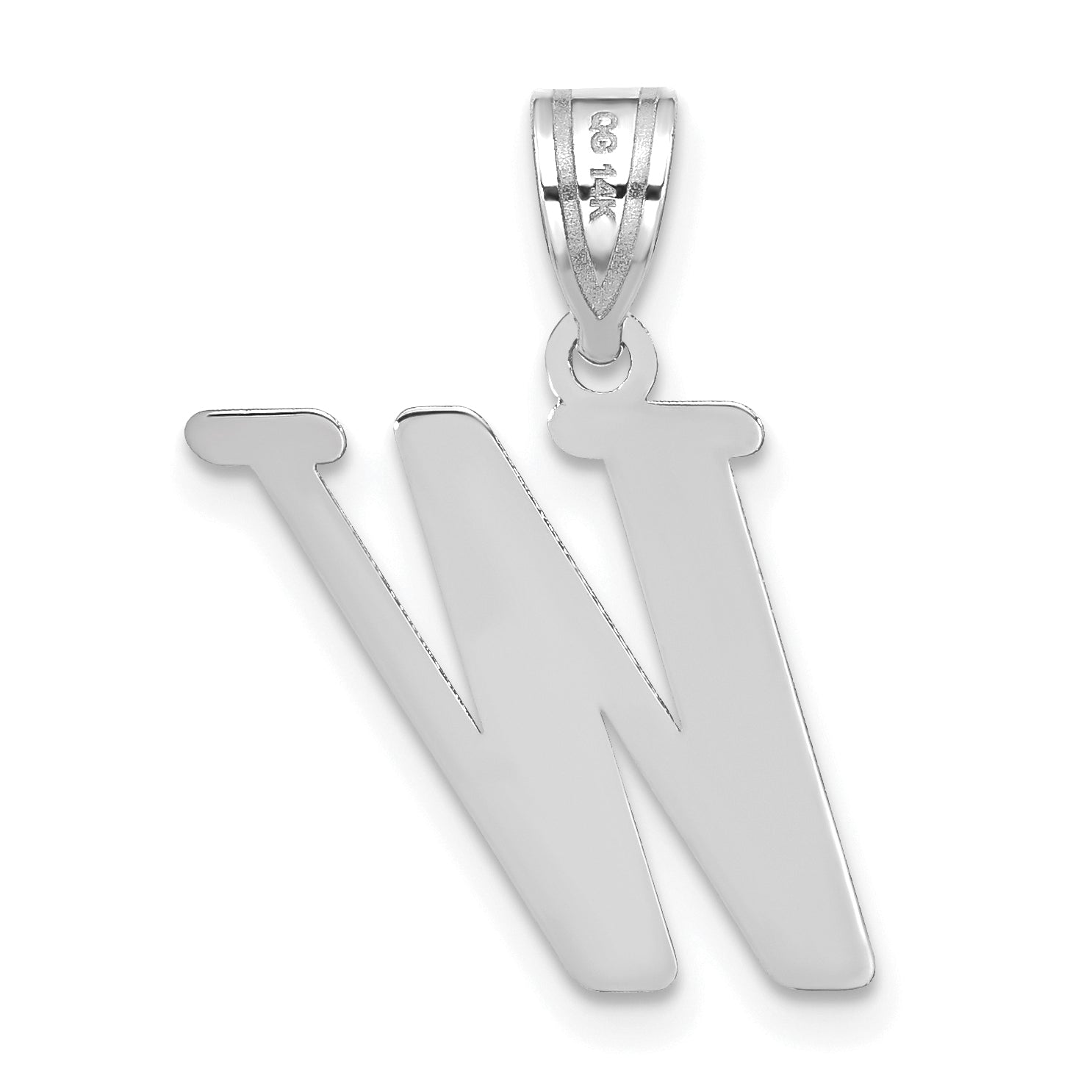 14k White Gold 14kw Polished Letter W Initial Pendant