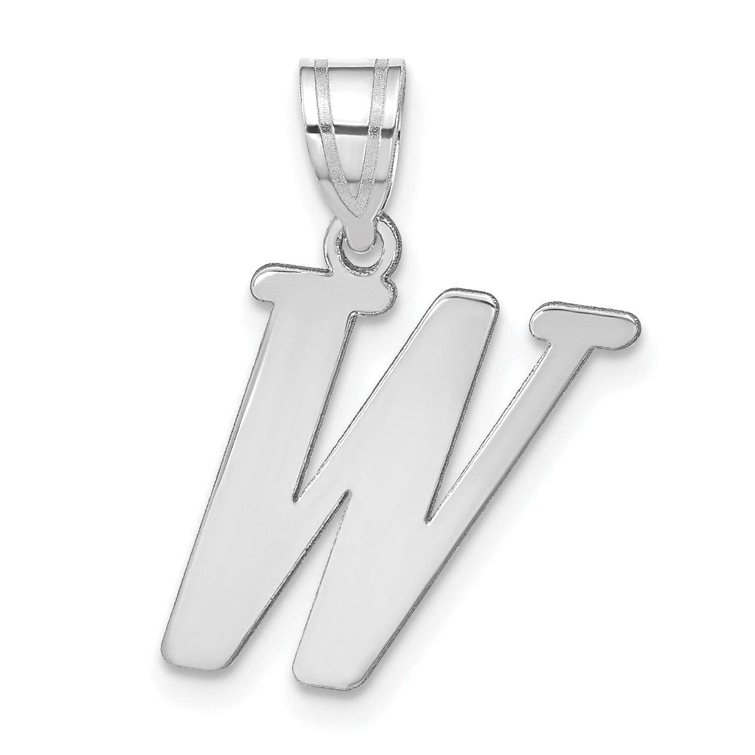 14k White Gold 14kw Polished Letter W Initial Pendant