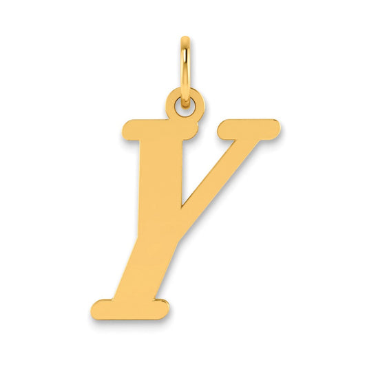 14K Yellow Gold Polished Letter Y Initial Pendant