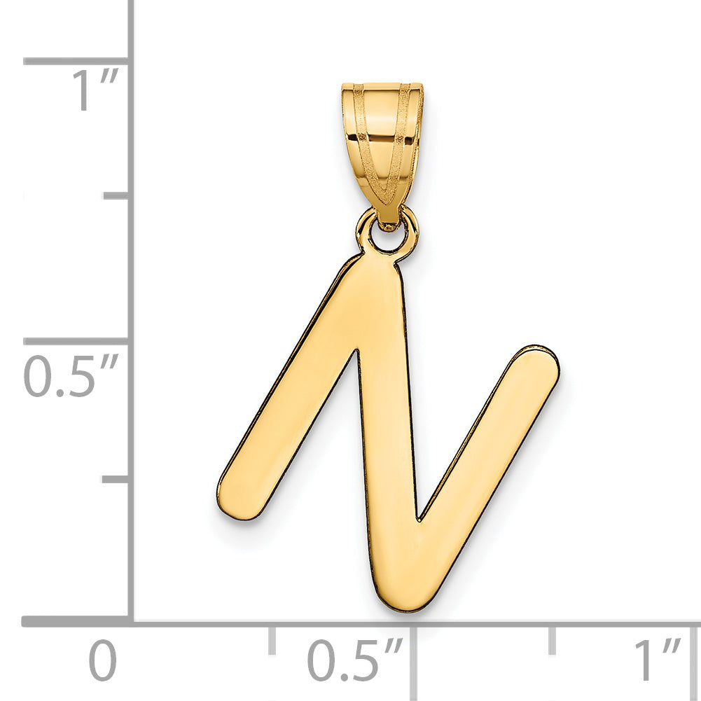 14k Yellow Gold 14k Polished Bubble Letter N Initial Pendant