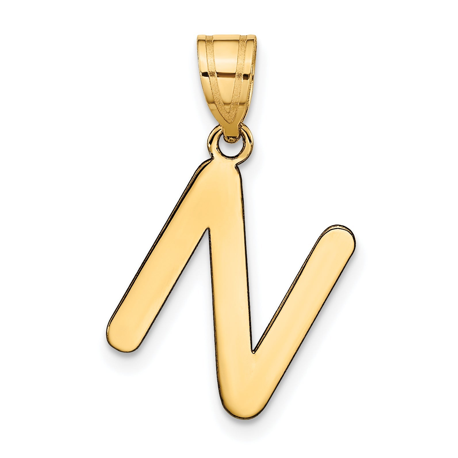 14k Yellow Gold 14k Polished Bubble Letter N Initial Pendant