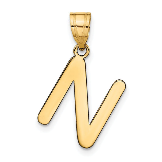 14k Yellow Gold 14k Polished Bubble Letter N Initial Pendant