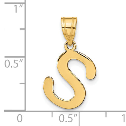 14k Yellow Gold 14k Polished Bubble Letter S Initial Pendant