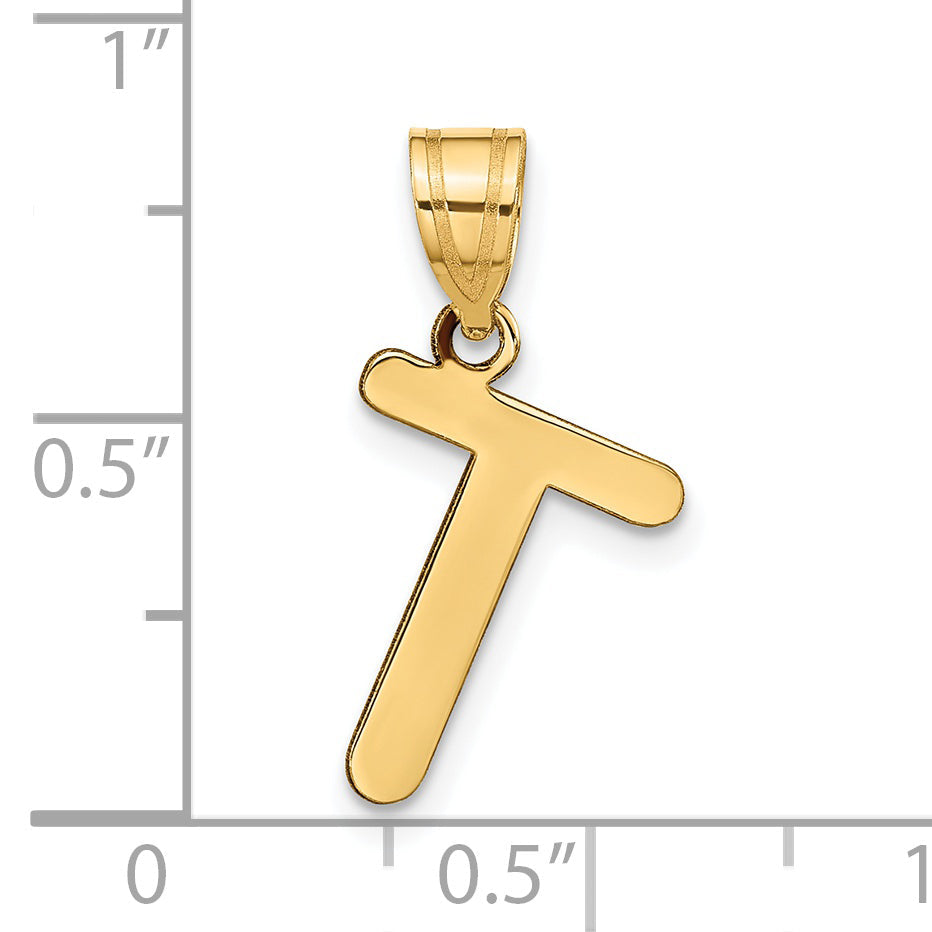 14k Yellow Gold 14k Polished Bubble Letter T Initial Pendant