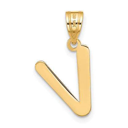 14k Yellow Gold 14k Polished Bubble Letter V Initial Pendant