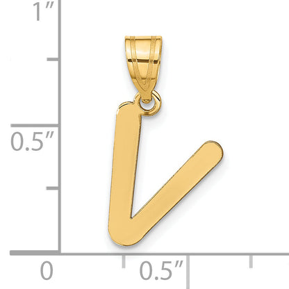 14k Yellow Gold 14k Polished Bubble Letter V Initial Pendant