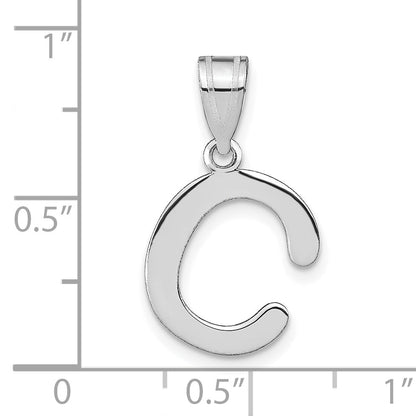 14k White Gold 14kw Polished Bubble Letter C Initial Pendant