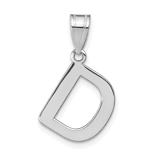 14k White Gold 14kw Polished Bubble Letter D Initial Pendant