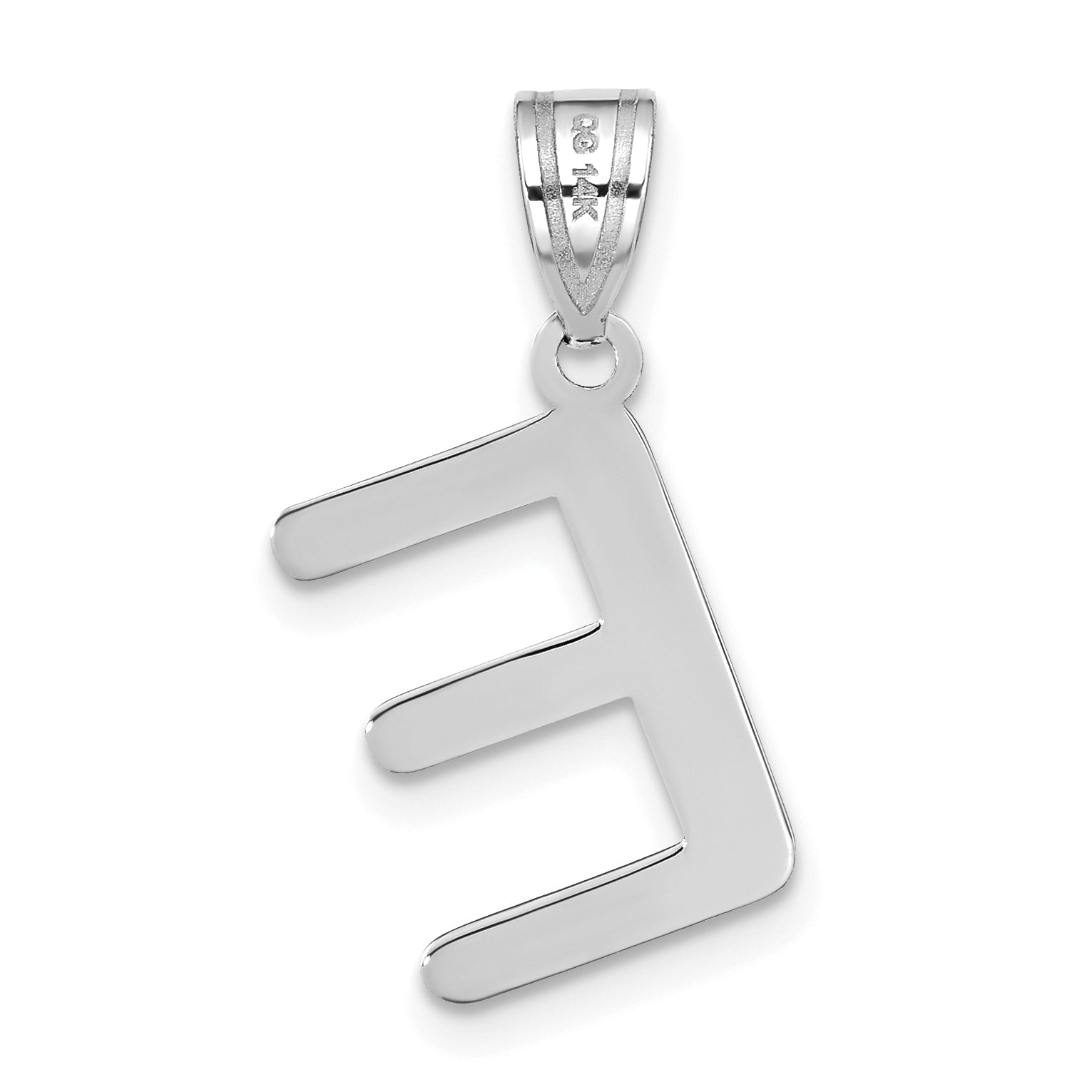 14k White Gold 14kw Polished Bubble Letter E Initial Pendant