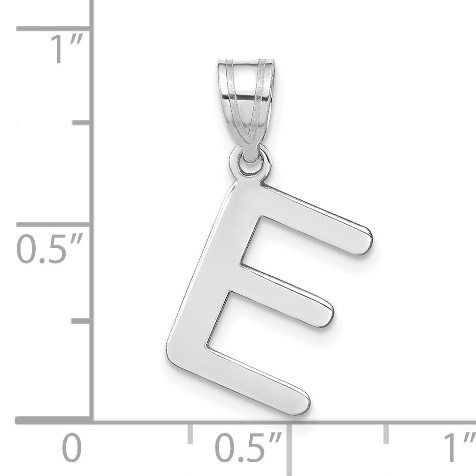 14k White Gold 14kw Polished Bubble Letter E Initial Pendant