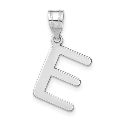 14k White Gold 14kw Polished Bubble Letter E Initial Pendant