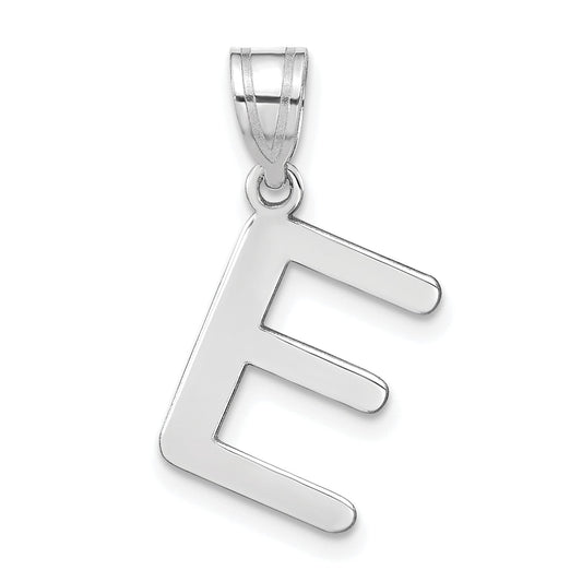 14k White Gold 14kw Polished Bubble Letter E Initial Pendant